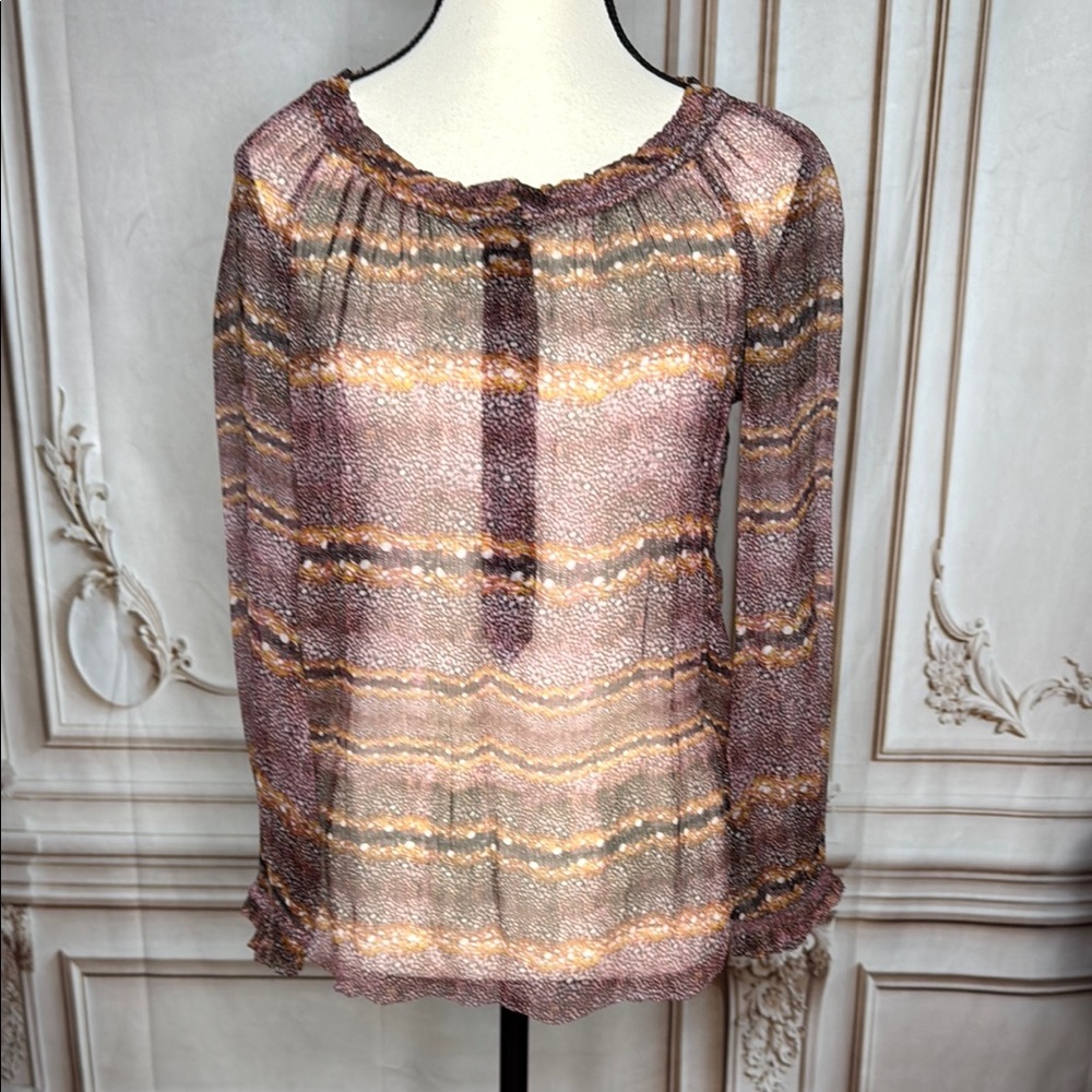 Isabel Marant brown and cream and  Smocked  Blouse